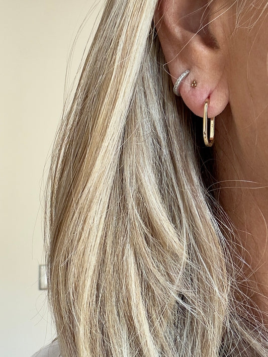 Single loop gold earrings