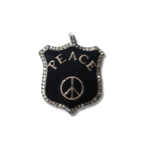Sterling and Diamond Peace Shield charm