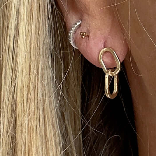 Double loop classic gold earrings
