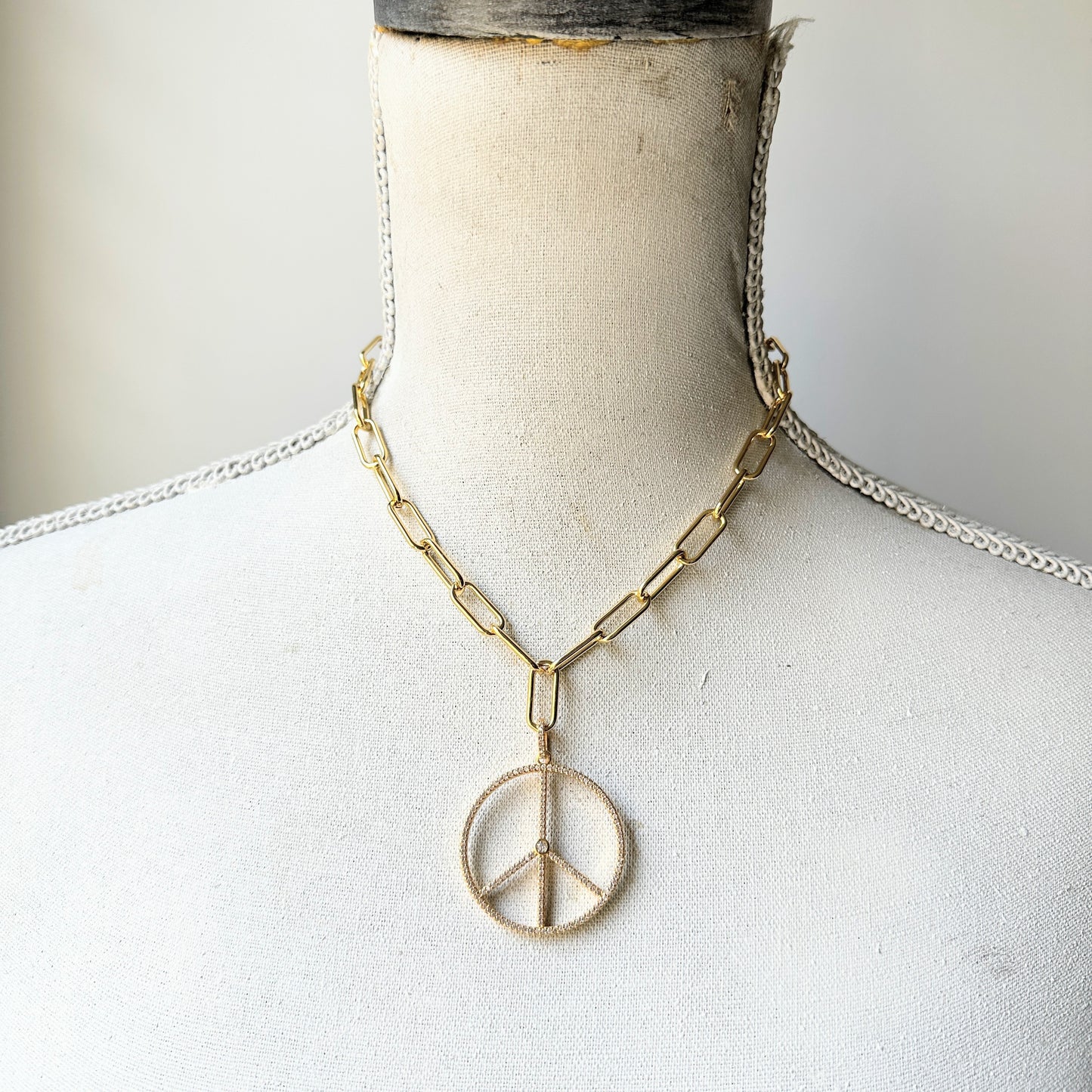 Oversized Peace sign statement necklace