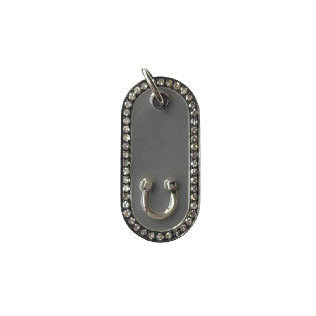 Sterling and diamond horseshoe tag