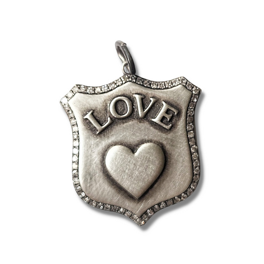 Sterling and Diamond love Shield charm