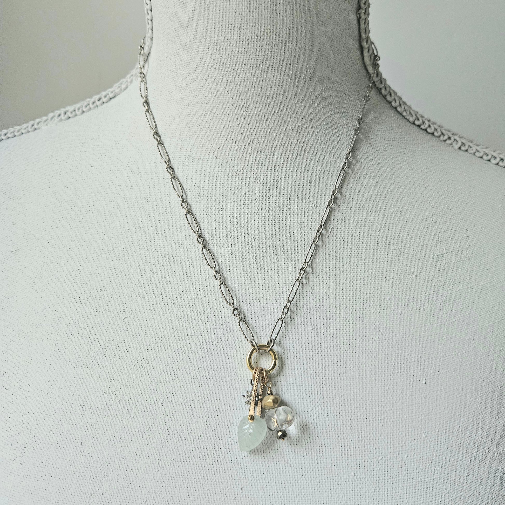 Aquamarine and Diamond unique trio necklace