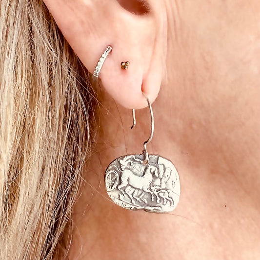 Vintage inspired Roman coin earrings