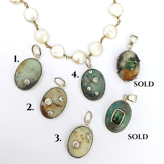 One of a kind inlayed stone pendants - Michelle Rhodes